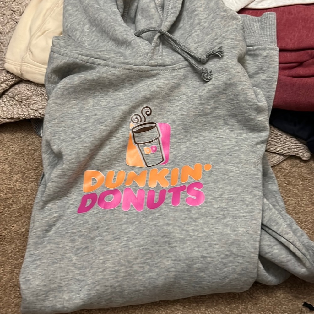 Grey dunkin doughnuts hoodie